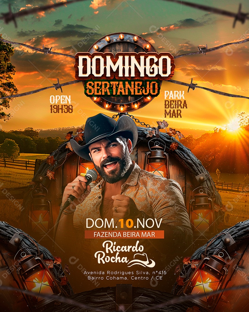 Flyer Domingo Sertanejo Social Media PSD Editável