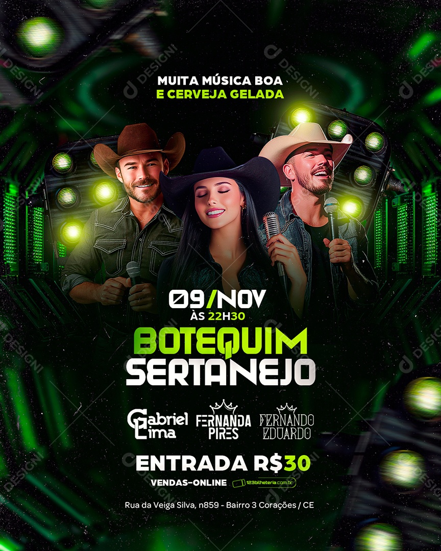Flyer Botequim Sertanejo Social Media PSD Editável