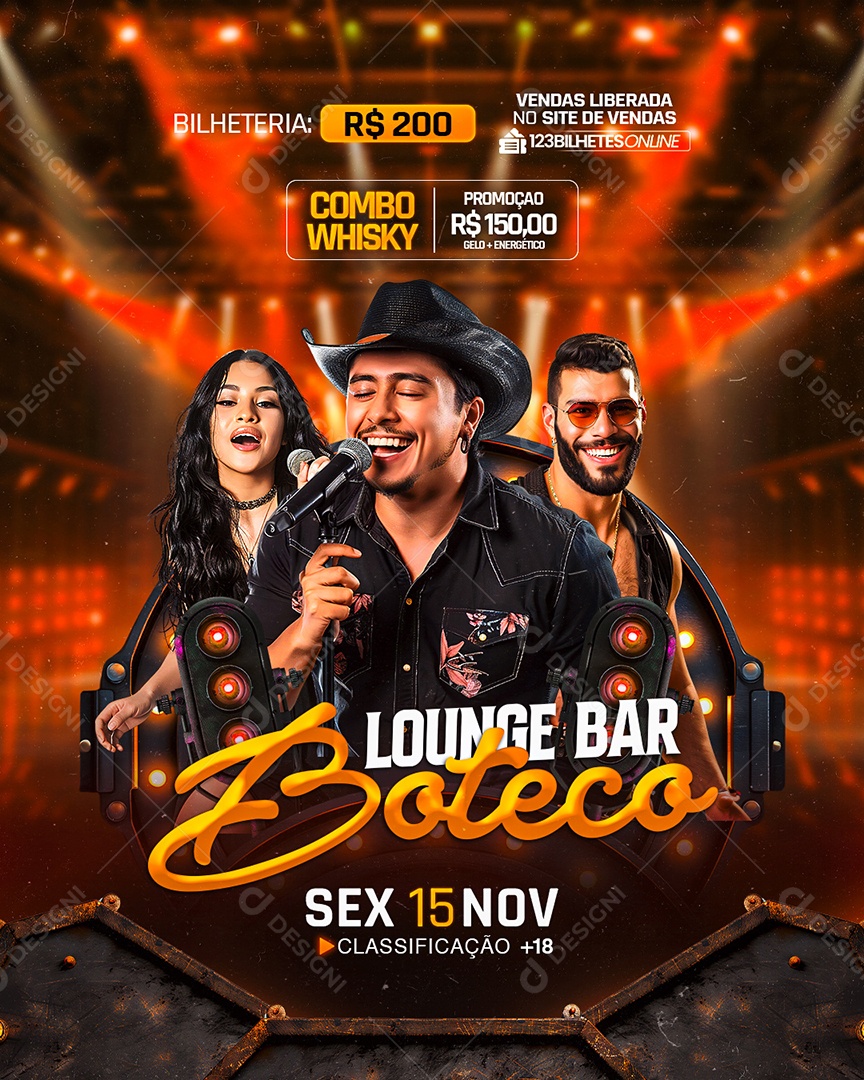 Flyer Lounge Bar Boteco Social Media PSD Editável