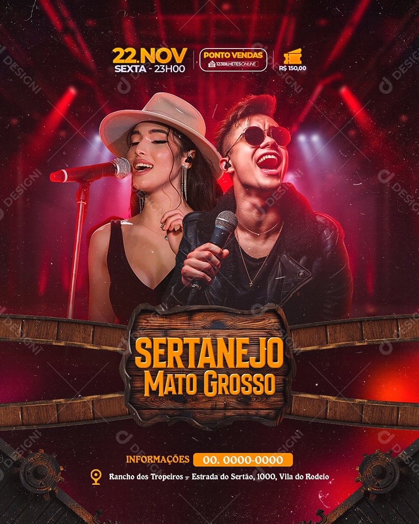 Flyer Sertanejo Mato Grosso Social Media PSD Editável