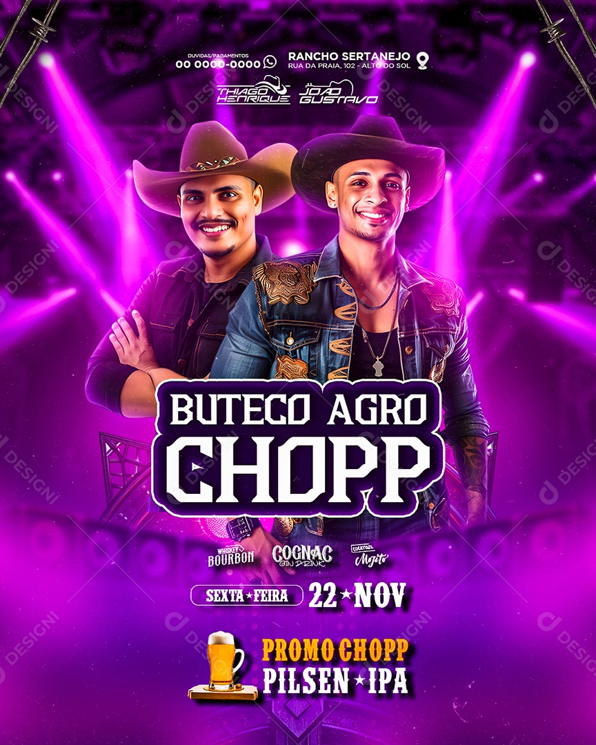 Flyer Buteco Agro Chopp Social Media PSD Editável