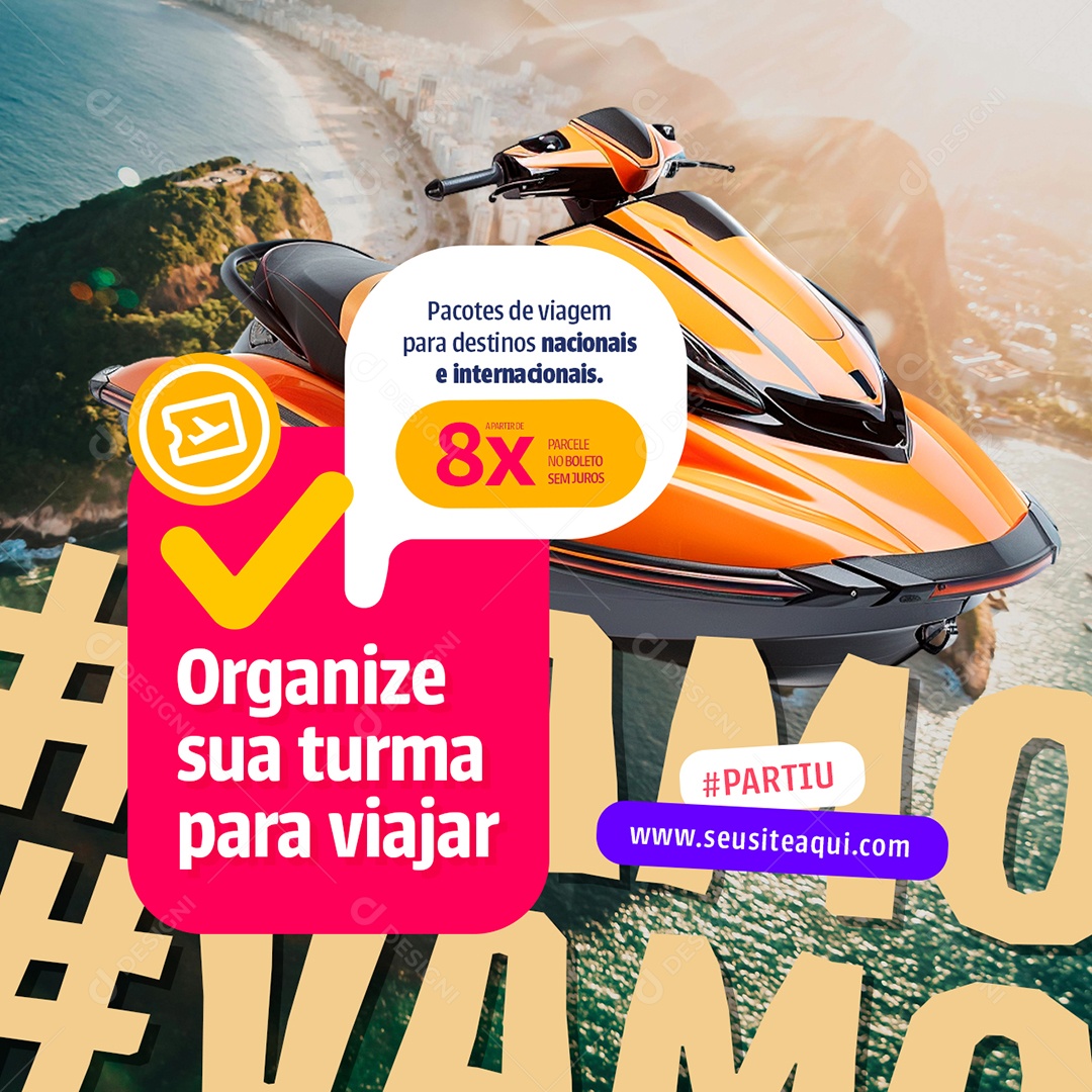 Turismo Organize sua Turma para Viajar Social Media PSD Editável