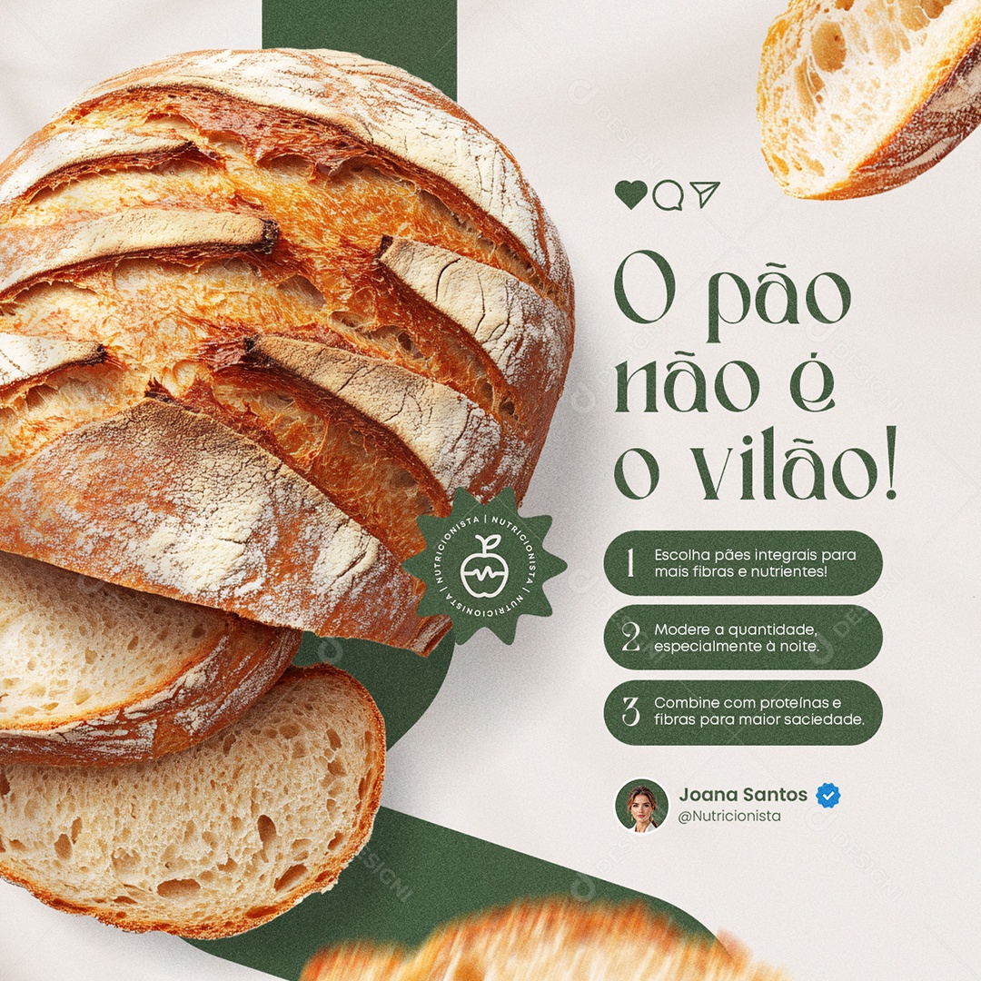 Nutricionista O Pão Não é o Vilão Social Media PSD Editável