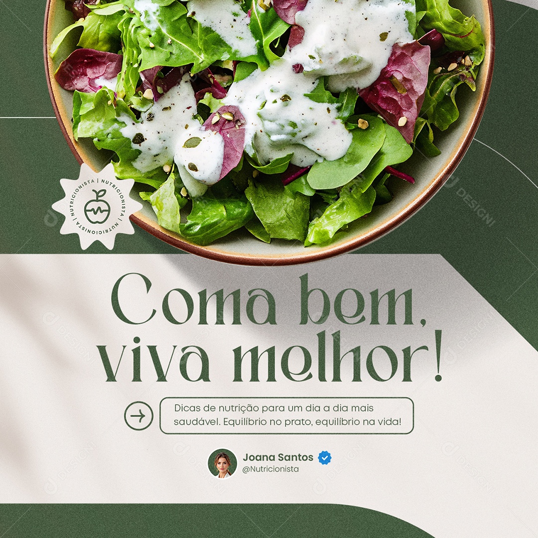 Nutricionista Coma Bem Viva Melhor Social Media PSD Editável
