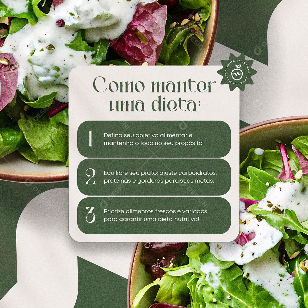 Nutricionista Como Manter uma Dieta Social Media PSD Editável