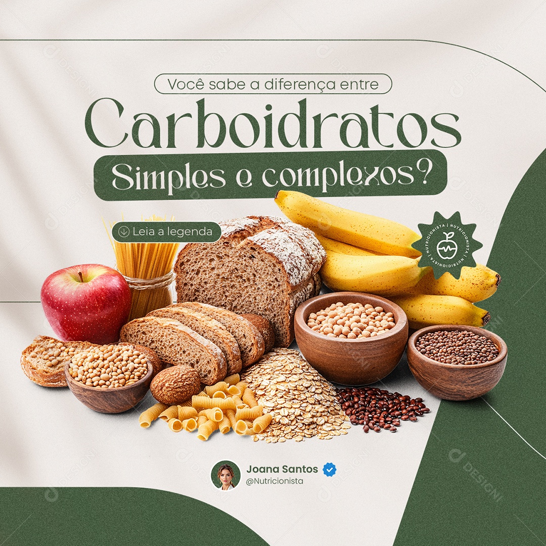Nutricionista Carboidratos Simples e Complexos Social Media PSD Editável