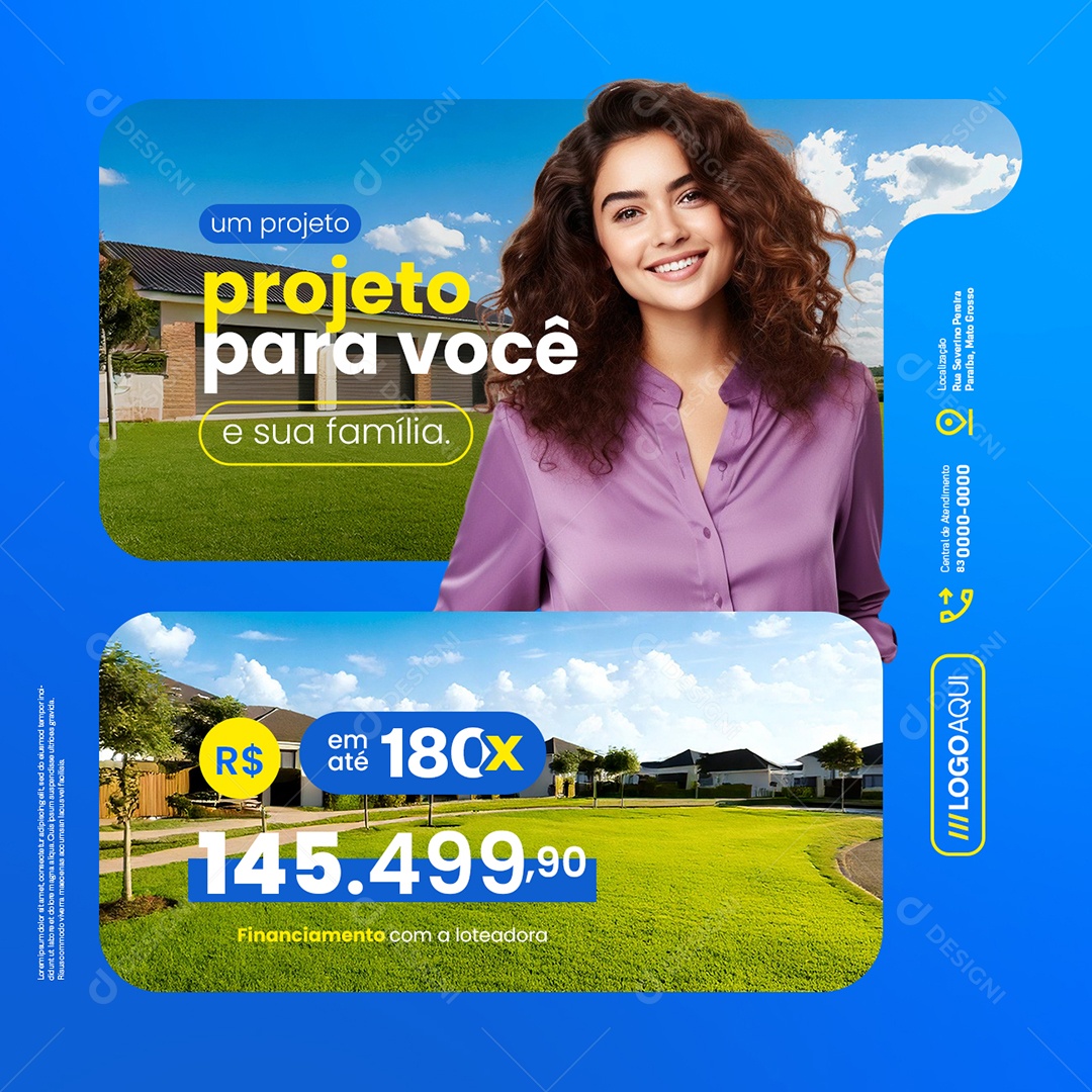 Loteamento Um Projeto para Você e Sua Família Social Media PSD Editável