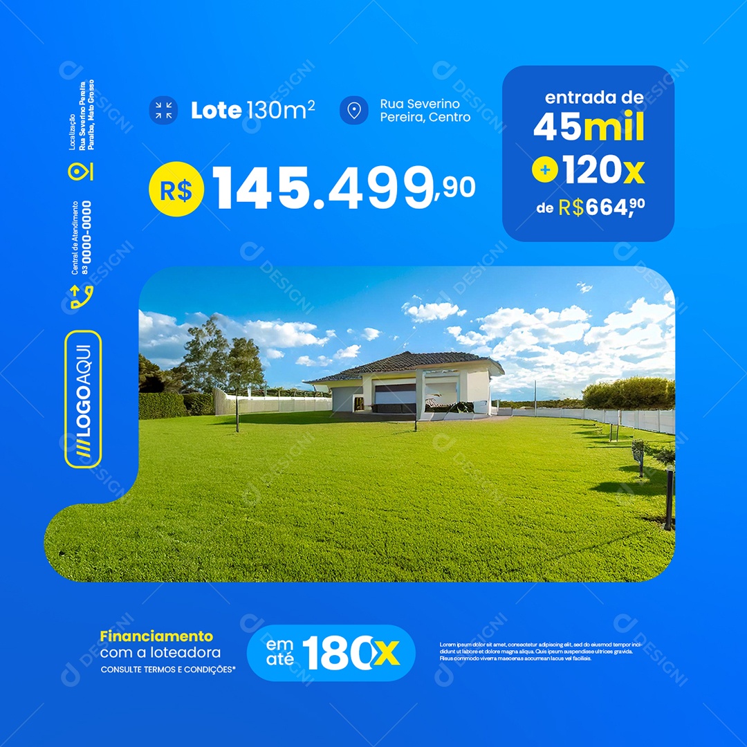 Loteamento Entrada de 45 Mil Social Media PSD Editável