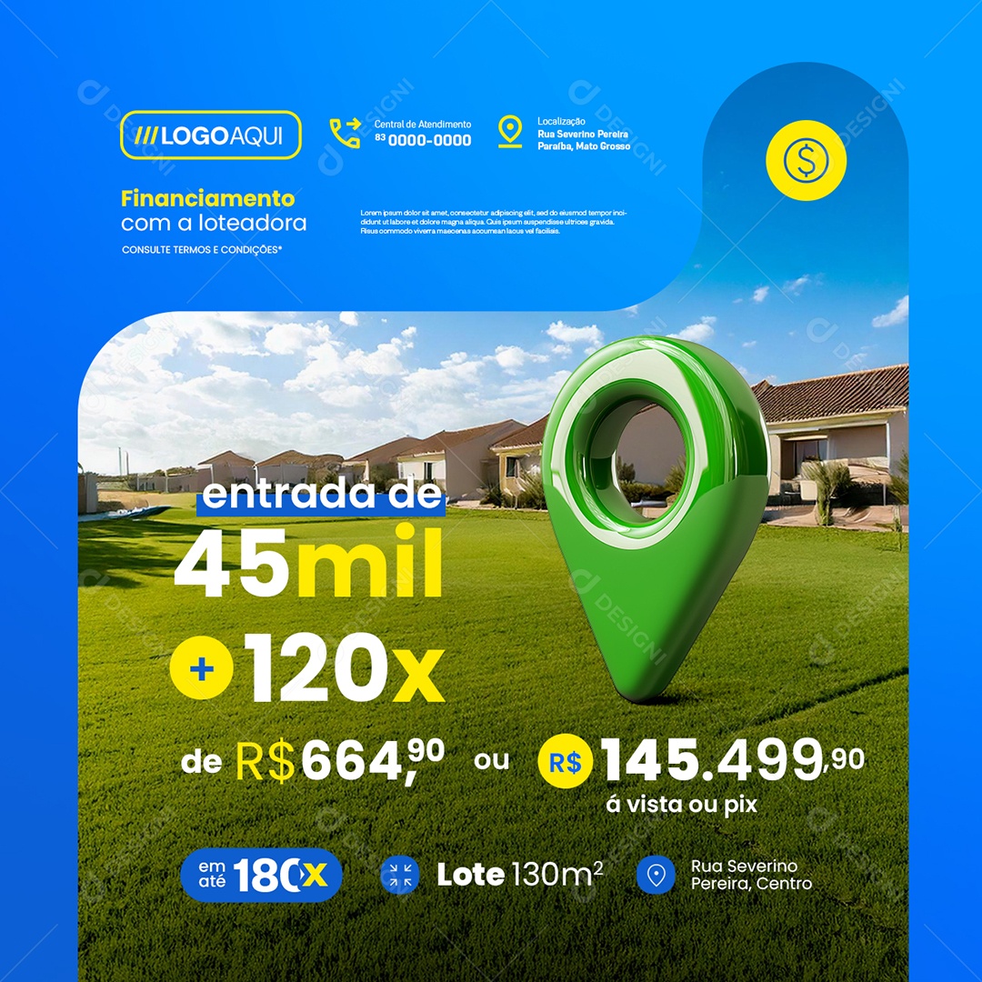 Loteamento Financiamento com a Loteadora Social Media PSD Editável