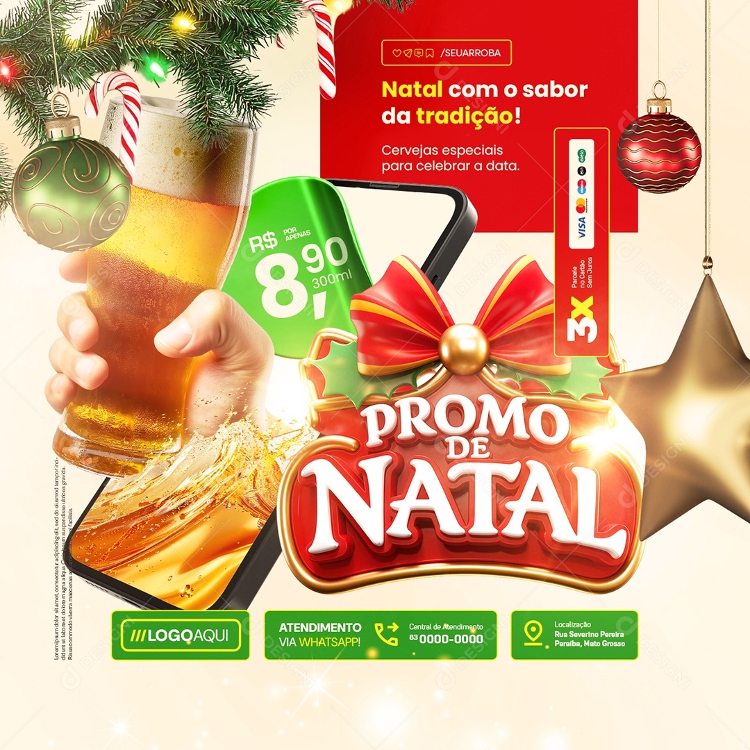 Cervejaria Promo De Natal Com o Sabor da Tradição Social Media PSD Editável