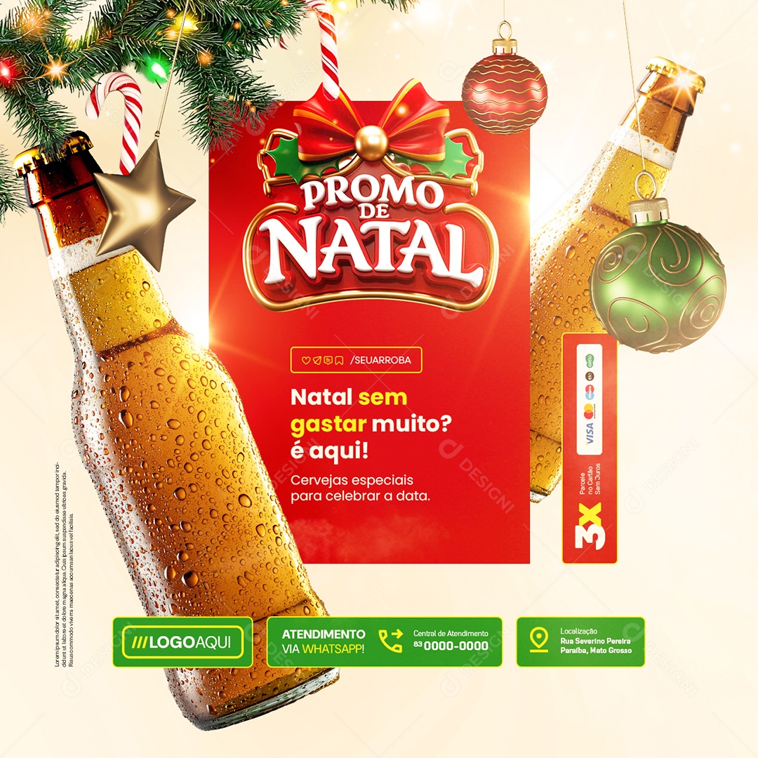 Cervejaria Promo De Natal Sem Gastar Muito Social Media PSD Editável