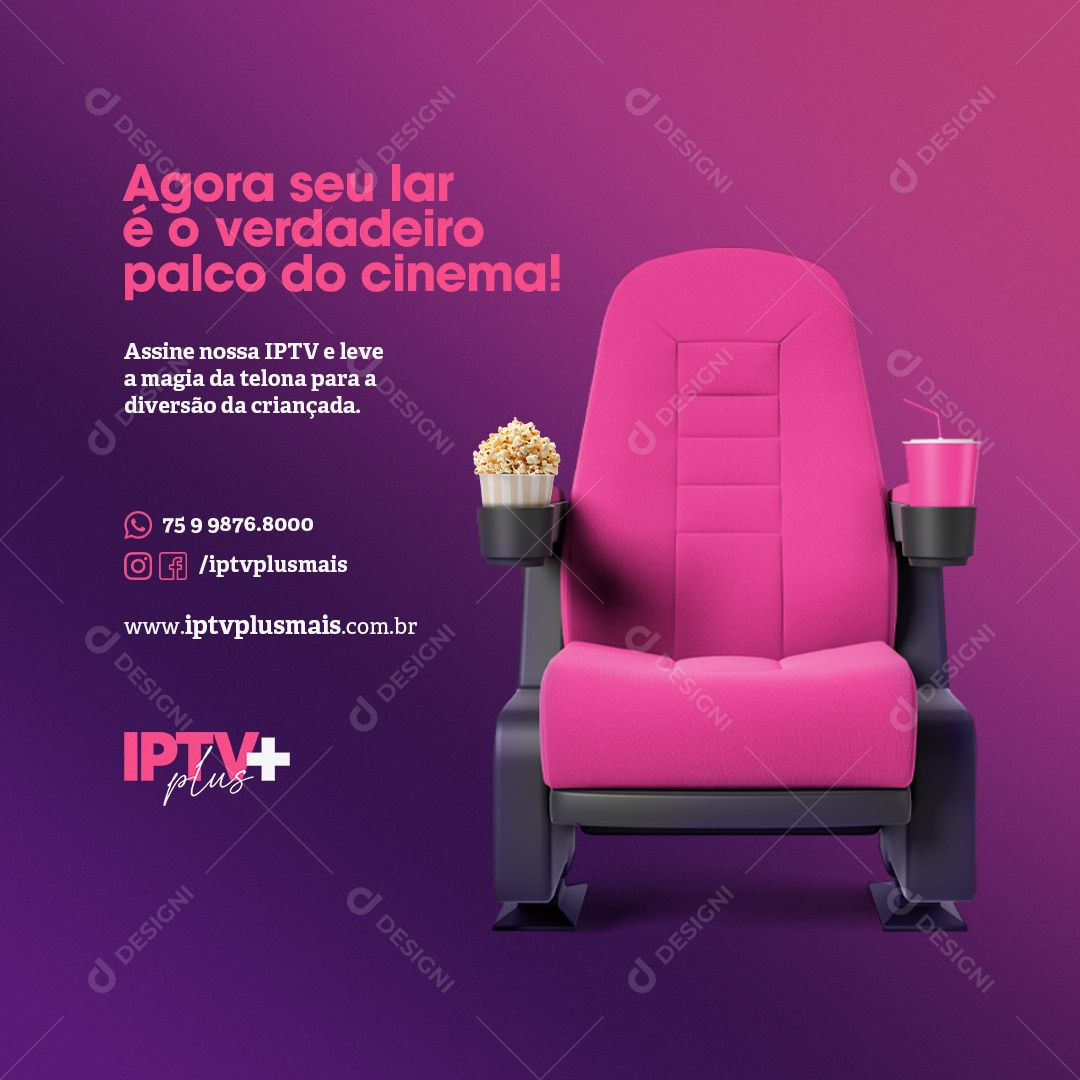 IPTV Agora Seu Lar é o Verdadeiro Palco Do Cinema Social Media PSD Editável