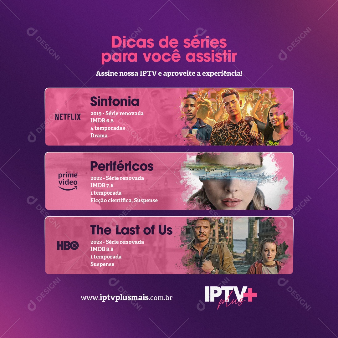 IPTV Dicas de Séries para você assistir Social Media PSD Editável