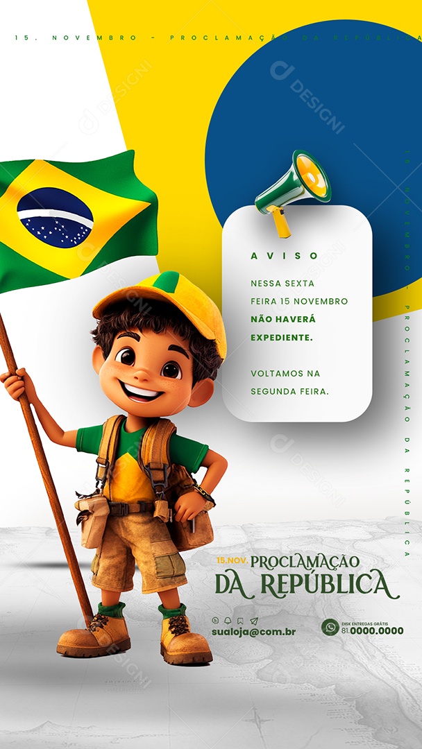 Social Media Story Comunicado Feriado Proclamação da República PSD Editável