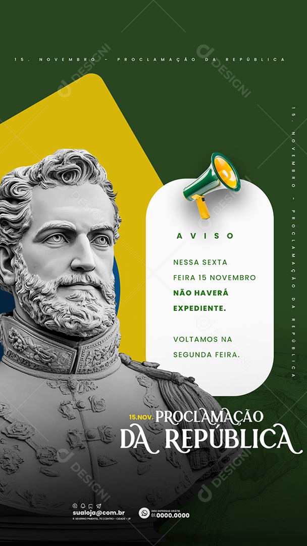 Social Media Story Comunicado Feriado Proclamação da República PSD Editável