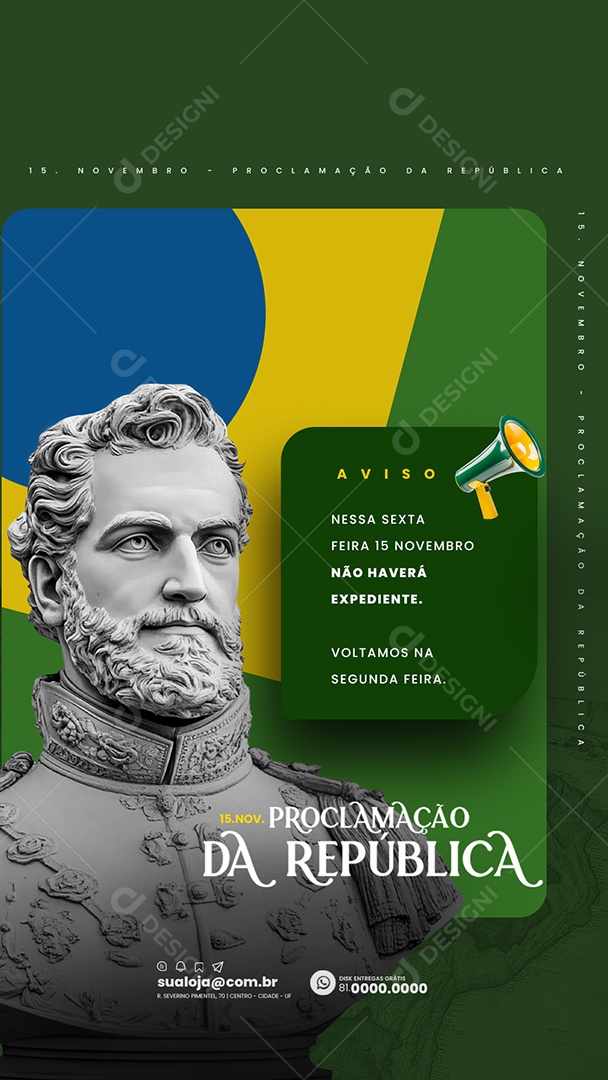 Social Media Story Comunicado Feriado Proclamação da República PSD Editável