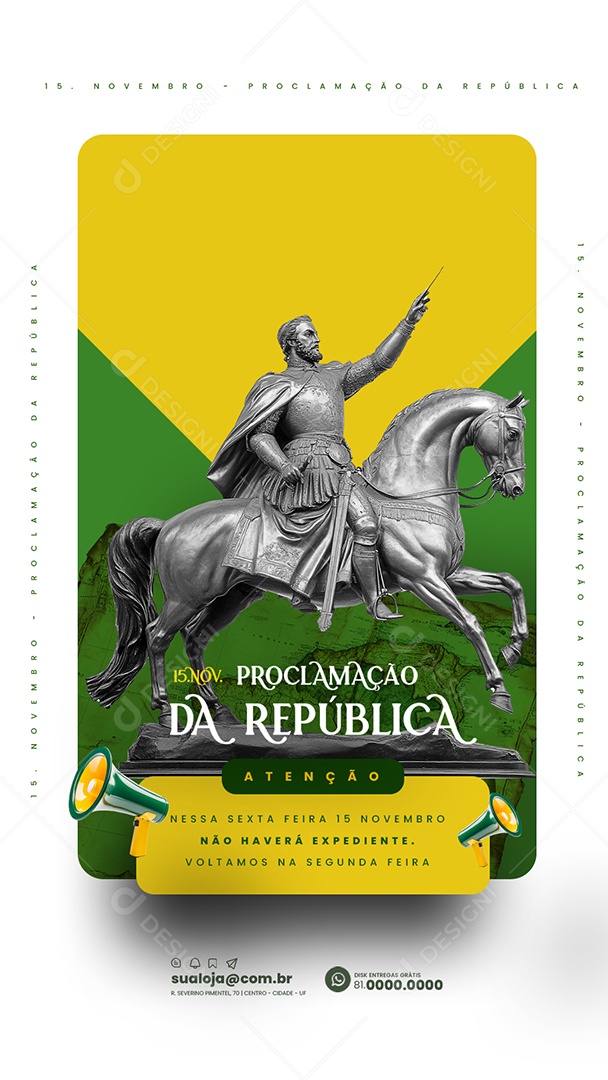 Social Media Story Comunicado Feriado Proclamação da República PSD Editável