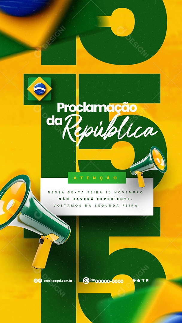 Social Media Story Comunicado Feriado Proclamação da República PSD Editável