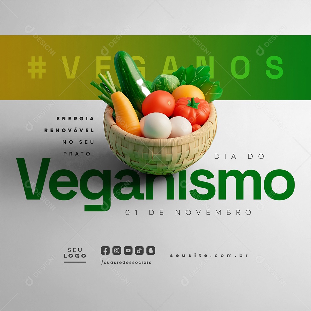 Dia do Veganismo 01 de Novembro Energia Renovável Social Media PSD Editável