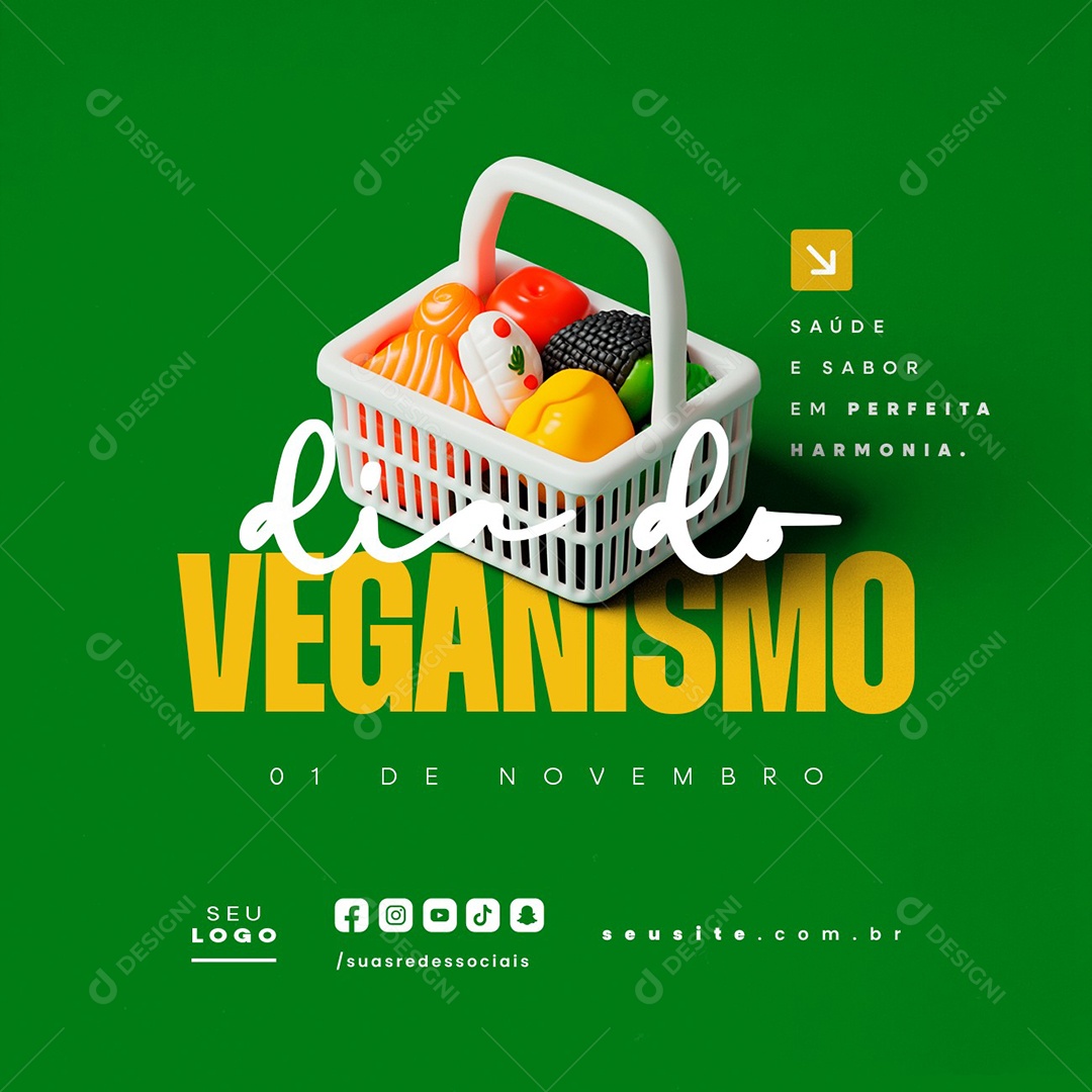 Dia do Veganismo 01 de Novembro Saúde e Sabor Social Media PSD Editável