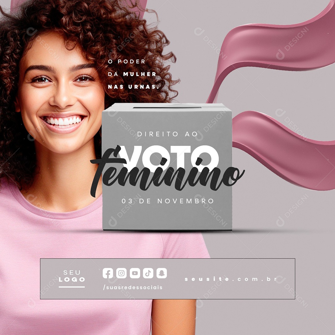 Dia da Instituição do Direito ao Voto Feminino 03 de Novembro Social Media PSD Editável