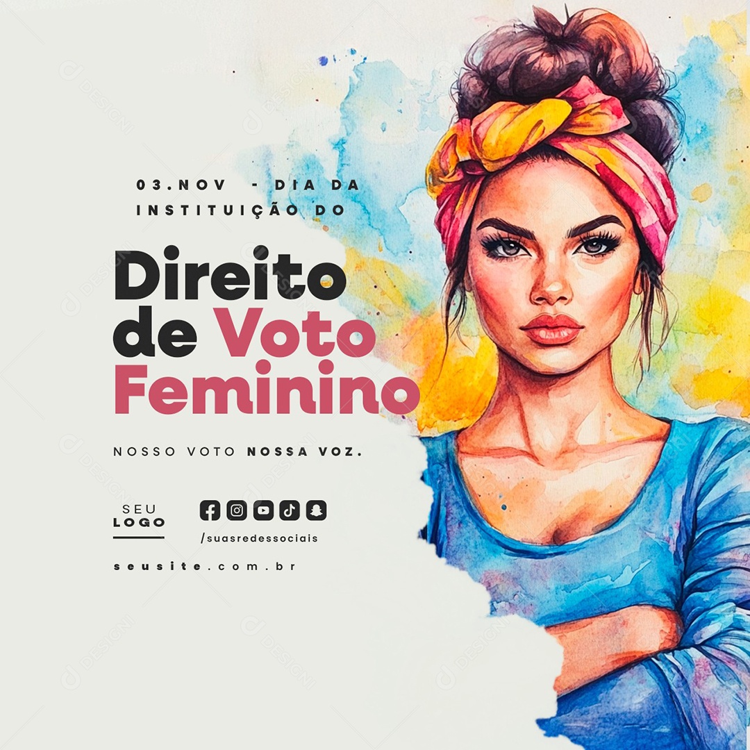 Dia da Instituição do Direito ao Voto Feminino 03 de Novembro Social Media PSD Editável