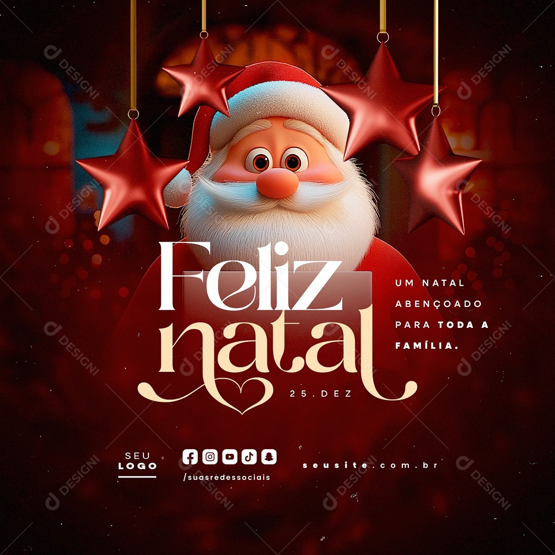 Feliz Natal 25 de Dezembro Um Natal Abençoado para Toda a Família Social Media PSD Editável