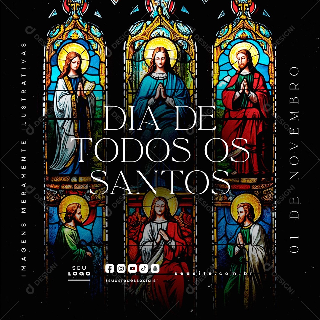 Social Media Dia de Todos os Santos 01 de Novembro PSD Editável