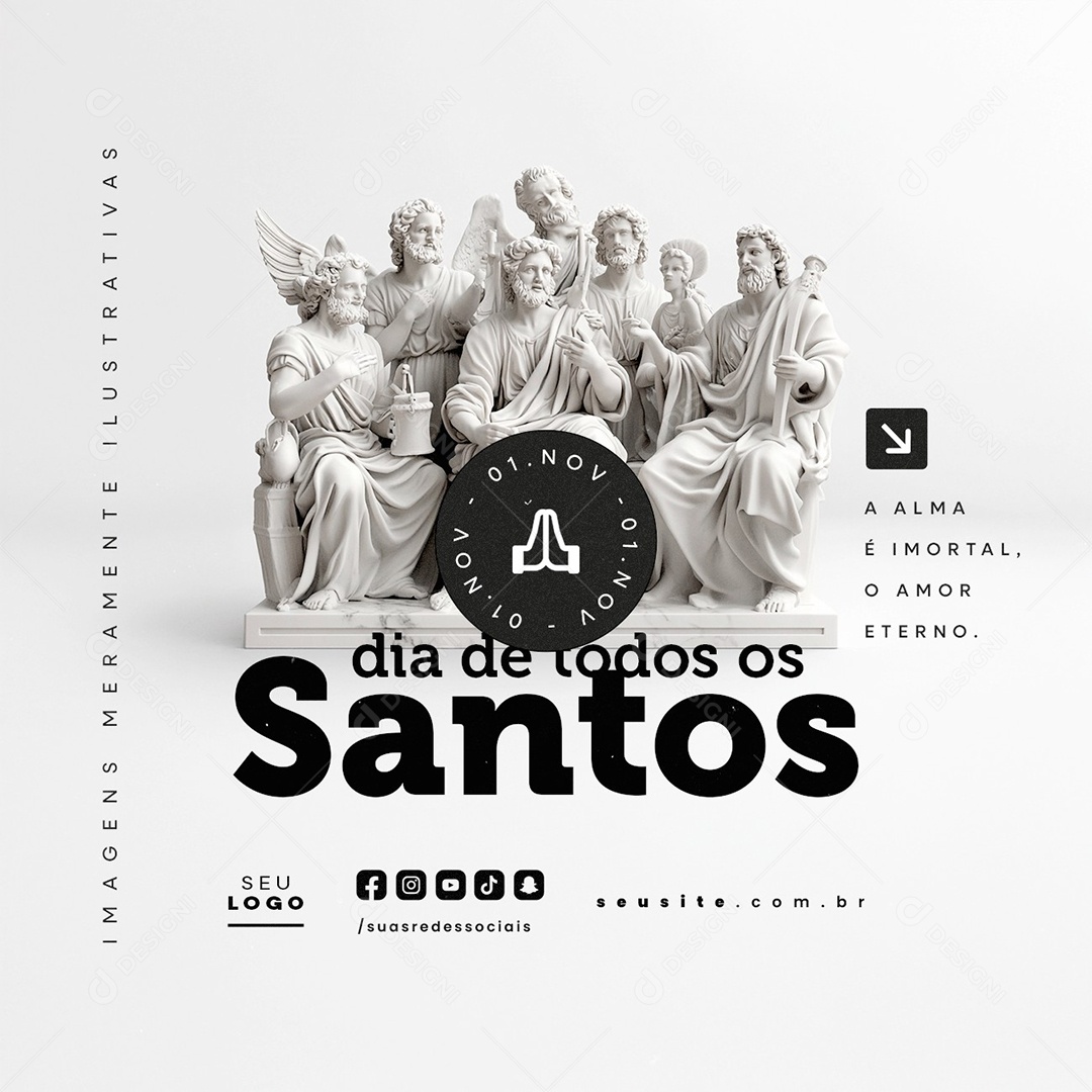 Dia de Todos os Santos 01 de Novembro A Alma é Imortal Social Media PSD Editável