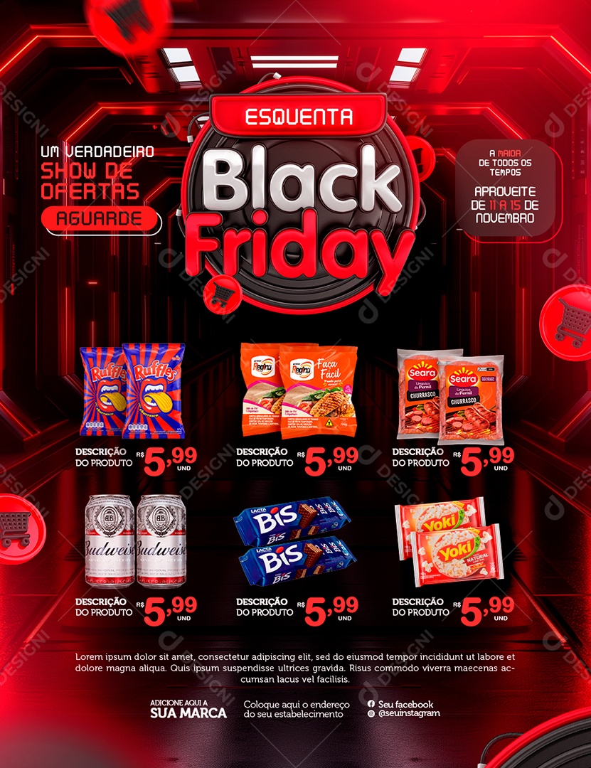 Black Friday Supermercado Social Media PSD Editável