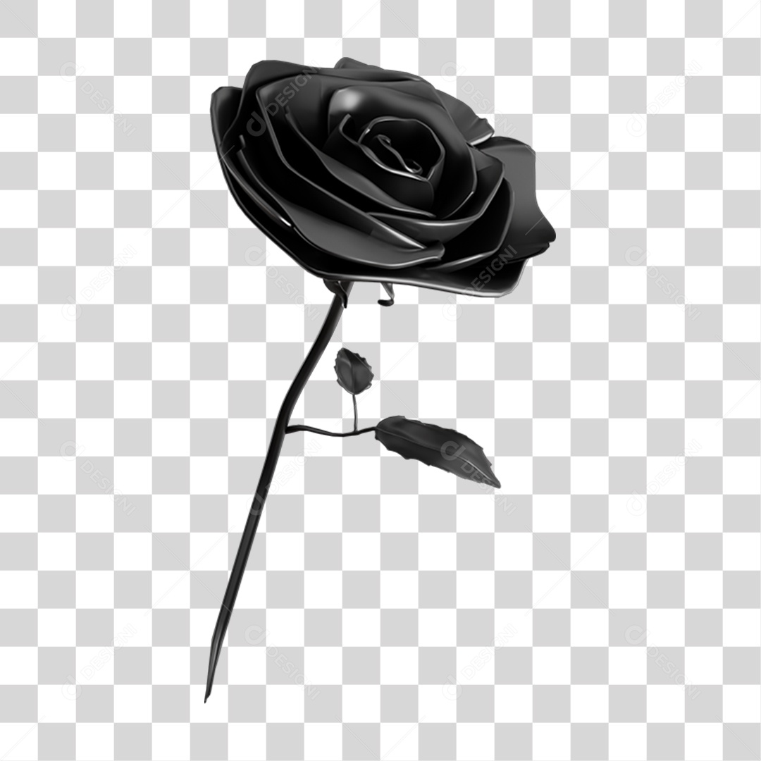 Rosa do Dia de Finados Luto Elemento 3D para Composição PNG Transparente