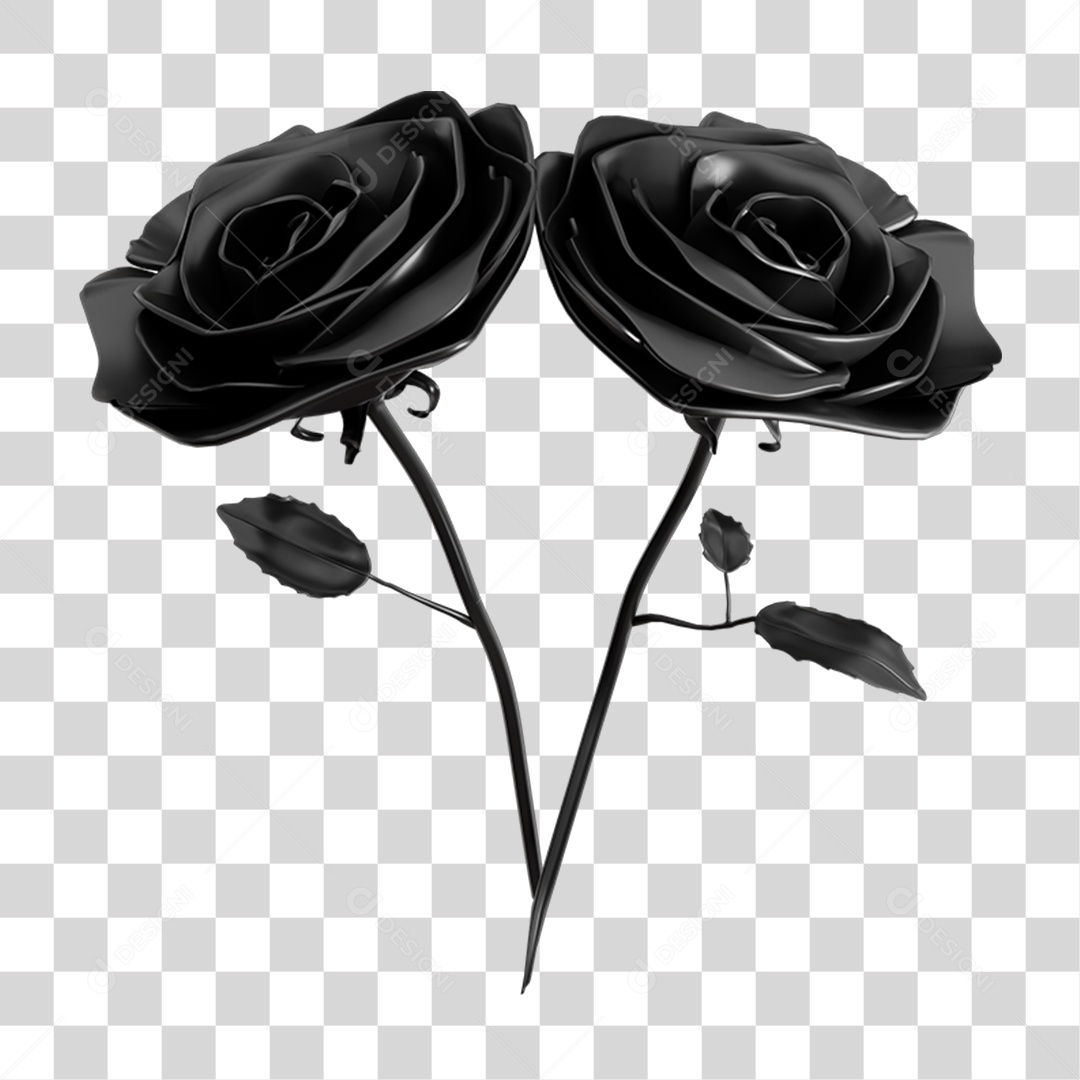 Rosas do Dia de Finados Luto Elemento 3D para Composição PNG Transparente