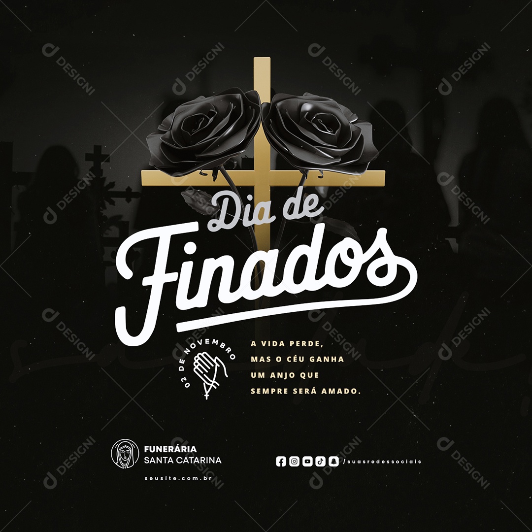 Dia de Finados 02 de Novembro A Vida Perde Social Media PSD Editável