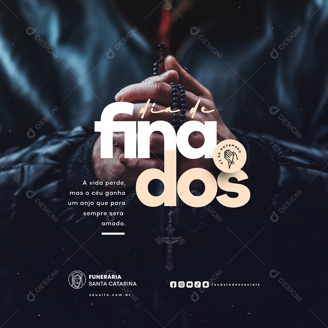 Dia de Finados 02 de Novembro A Vida Perde Social Media PSD Editável