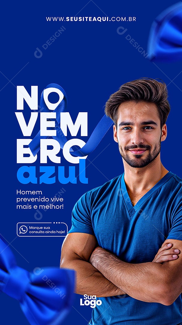 Story Novembro Azul Mês de Combate ao Câncer de Próstata Social Media PSD Editável