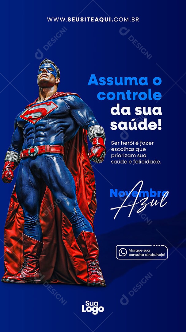 Novembro Azul Mês da Prevenção Contra o Câncer de Próstata Social Media PSD Editável