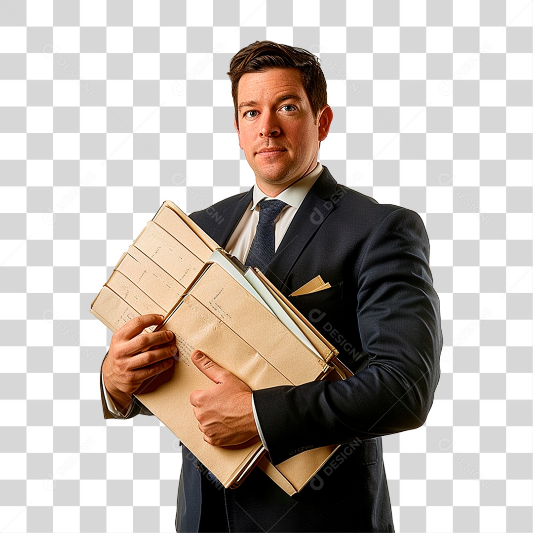 Empresário Segurando Pasta Papel PNG Transparente