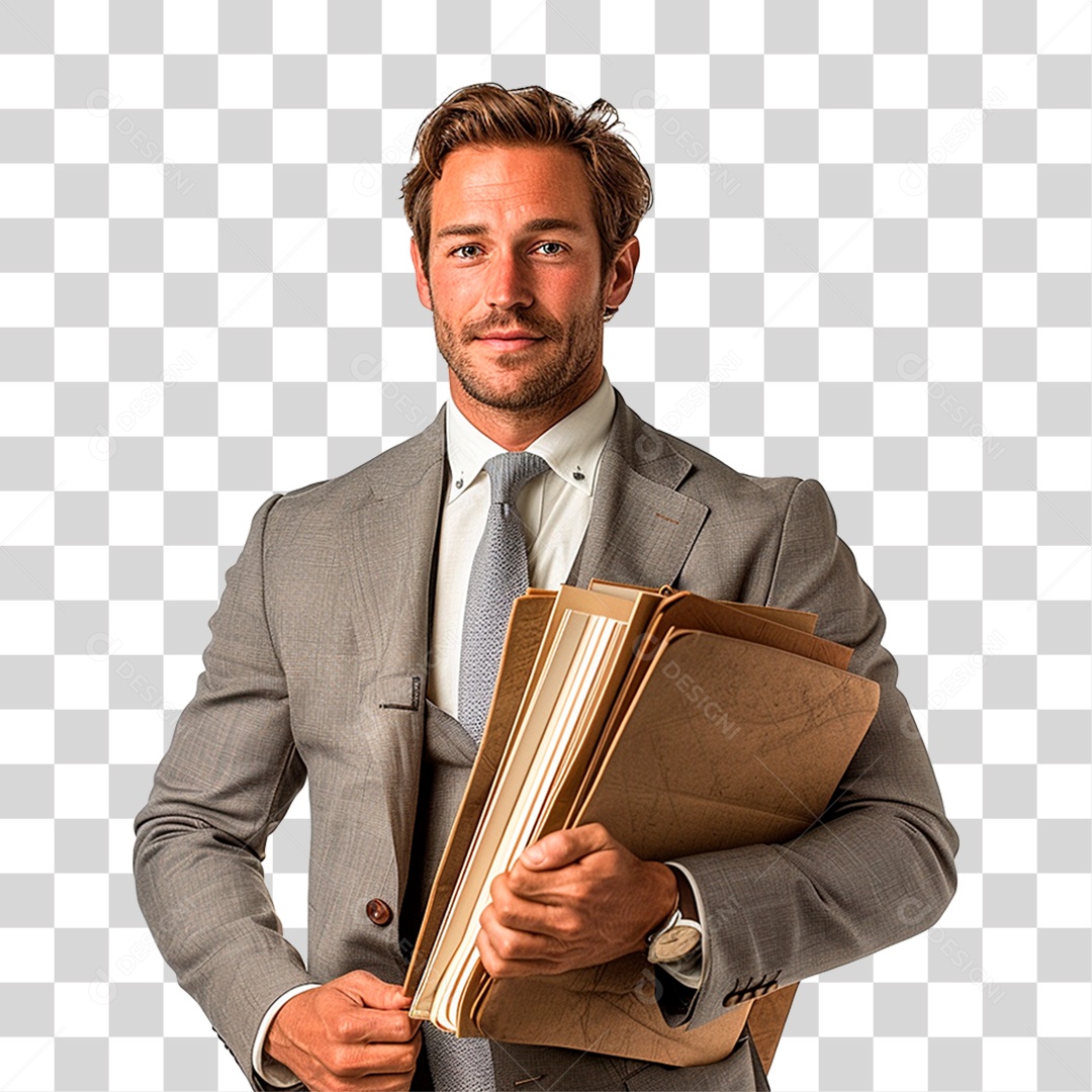 Empresário Segurando Pasta Papel PNG Transparente