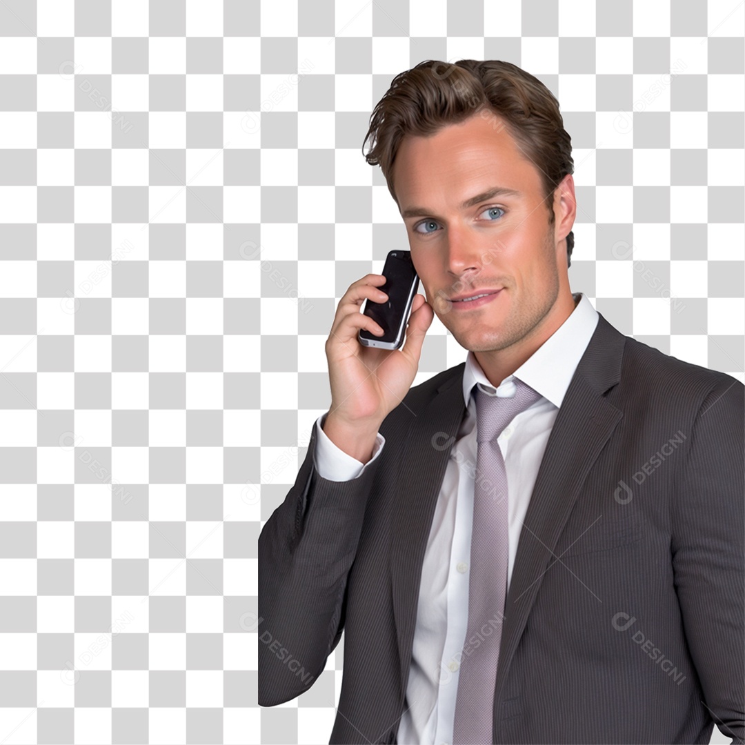 Empresário Segurando Celular PNG Transparente