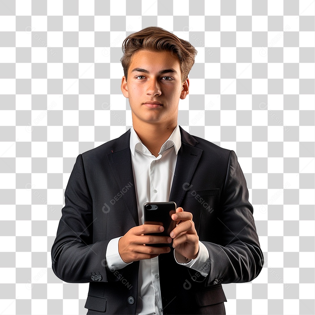 Empresário Segurando Celular PNG Transparente