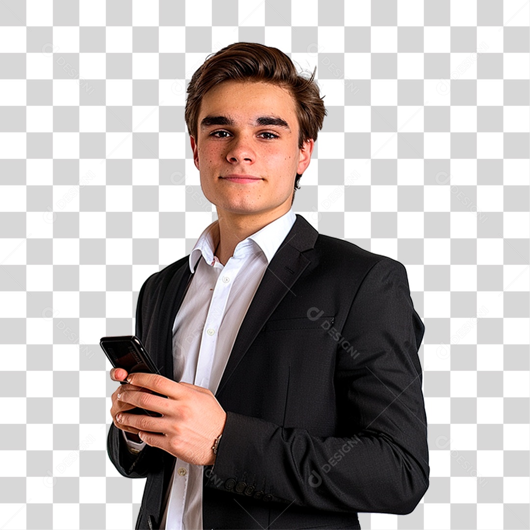 Empresário Segurando Celular PNG Transparente