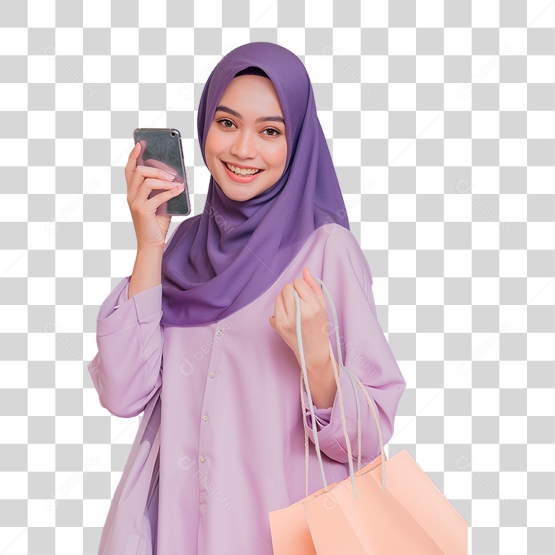 Mulher Segurando Sacola PNG Transparente