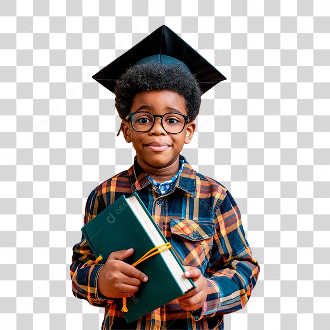 Estudante com Chapéu de Formatura PNG Transparente