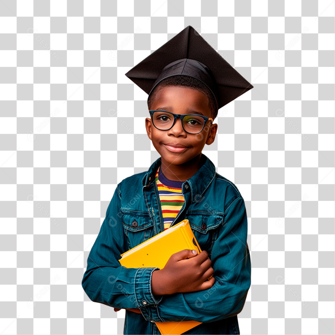 Estudante com Chapéu de Formatura PNG Transparente