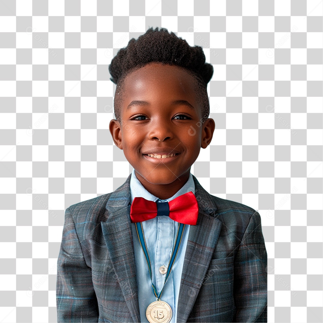 Menino com Medalha PNG Transparente