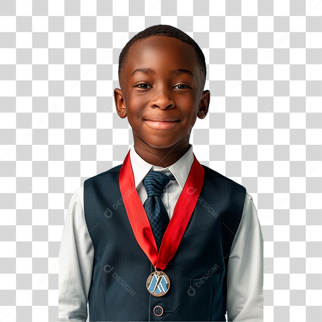 Menino com Medalha PNG Transparente