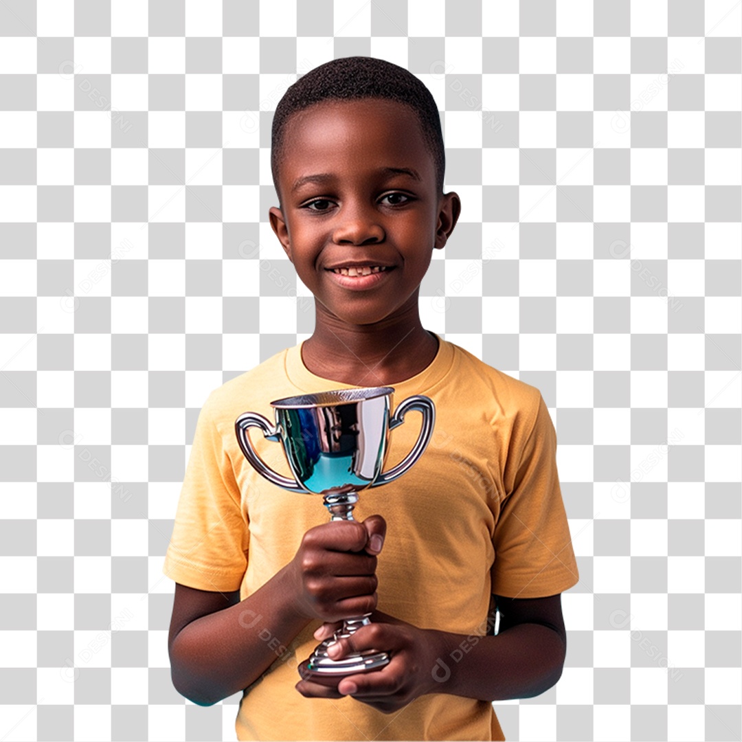 Menino Segurando Troféu PNG Transparente