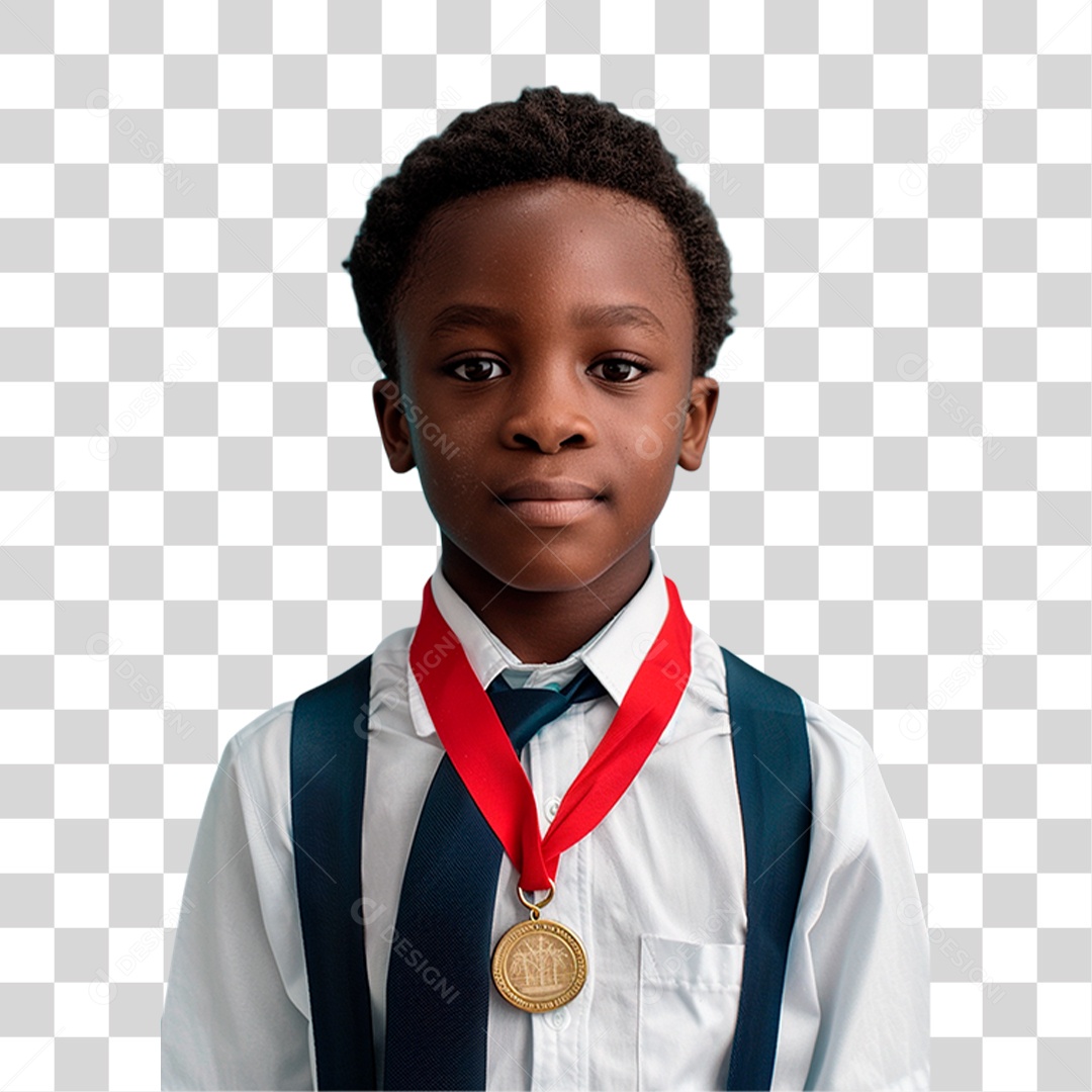 Menino com Medalha PNG Transparente