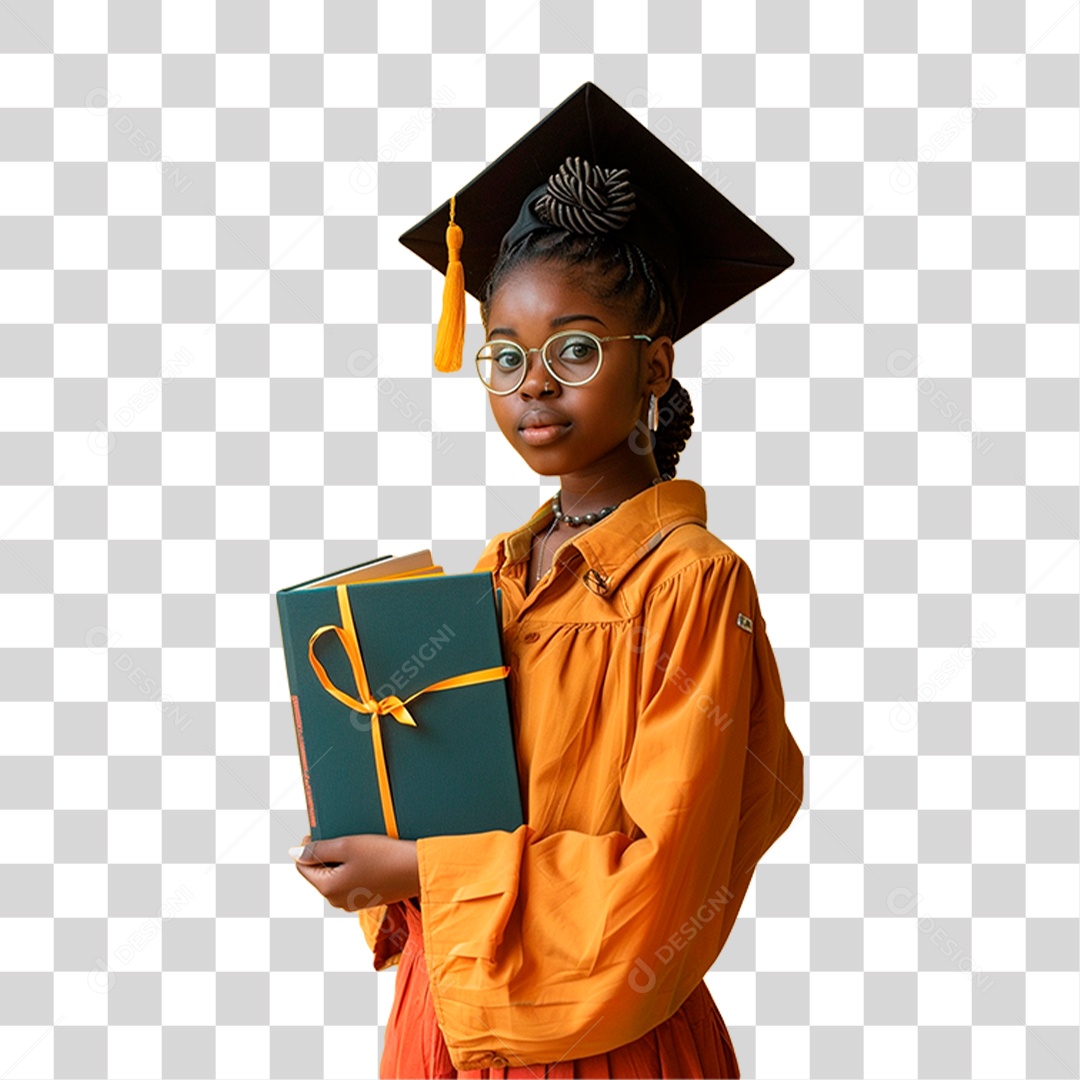 Estudante com Chapéu de Formatura PNG Transparente