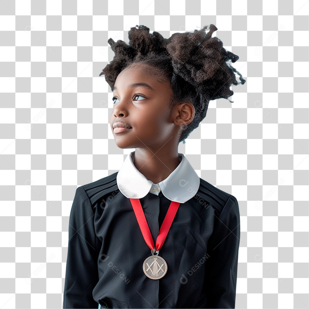 Menina com Medalha PNG Transparente